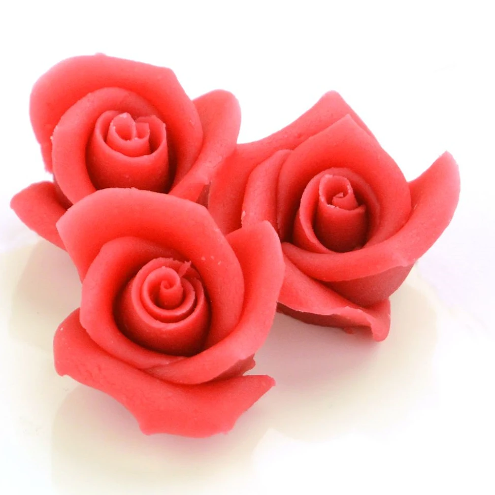 Marzipan-Rosen Mittel Rot 4 Stück