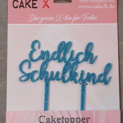 Endlich Schulkind Blau Glitzer