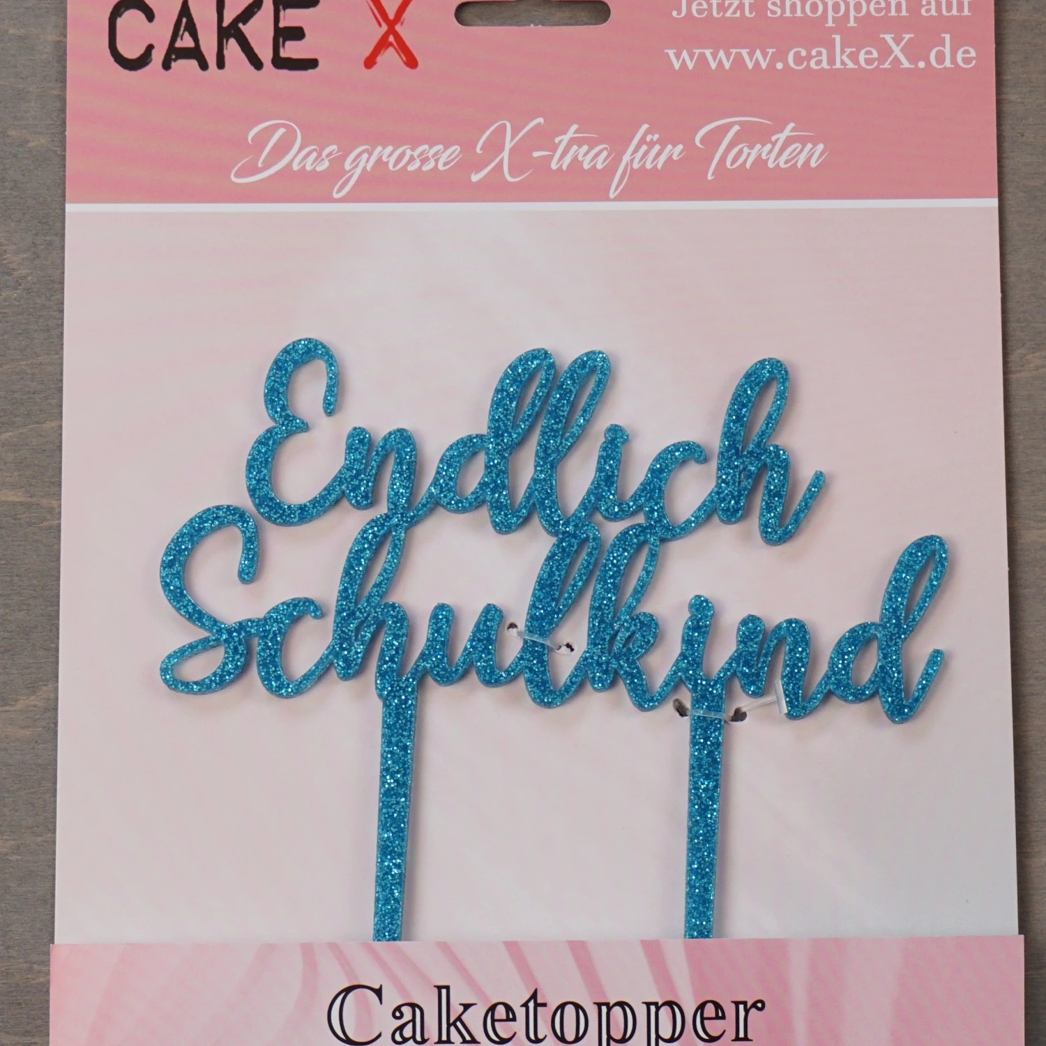 Endlich Schulkind Blau Glitzer