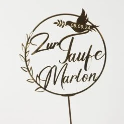 Personalisierter Topper Zur Taufe Mit Taube Und Namen