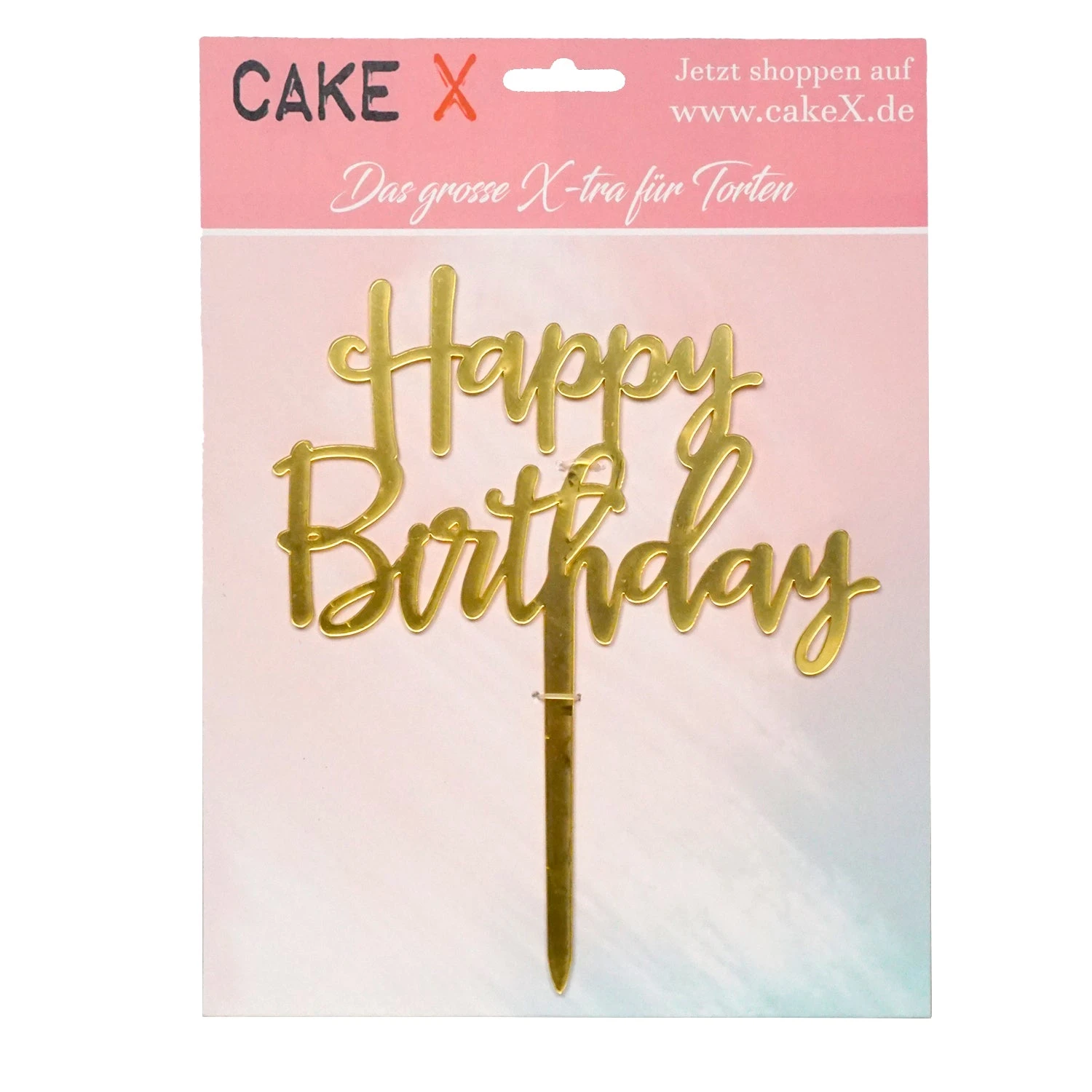 Happy Birthday Tortenstecker – Gold Acryl, Groß