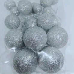 Deko Kugeln Set Glitzer Silber