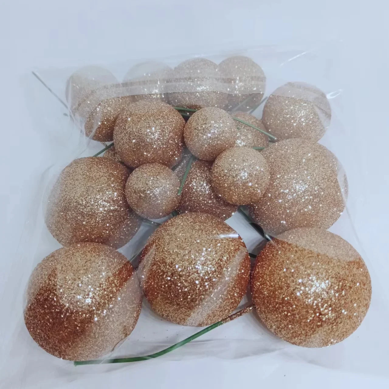 Deko Kugeln Set Glitzer Rose