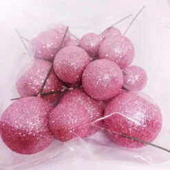 Deko Kugeln Set Glitzer Pink