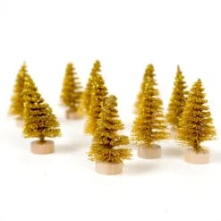 Mini TannenbĂ€umchen 12 StĂŒck 4,5cm Gold Glitzer