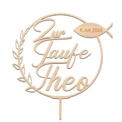 Personalisierter Caketopper âZur Taufeâ Mit Heiligem Fisch