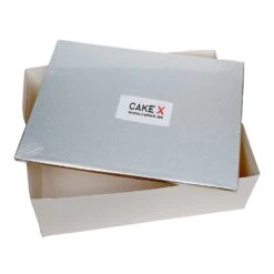 Cakeboard 40x30cm 12mm Silber + Tortenschachtel 40x30x15cm