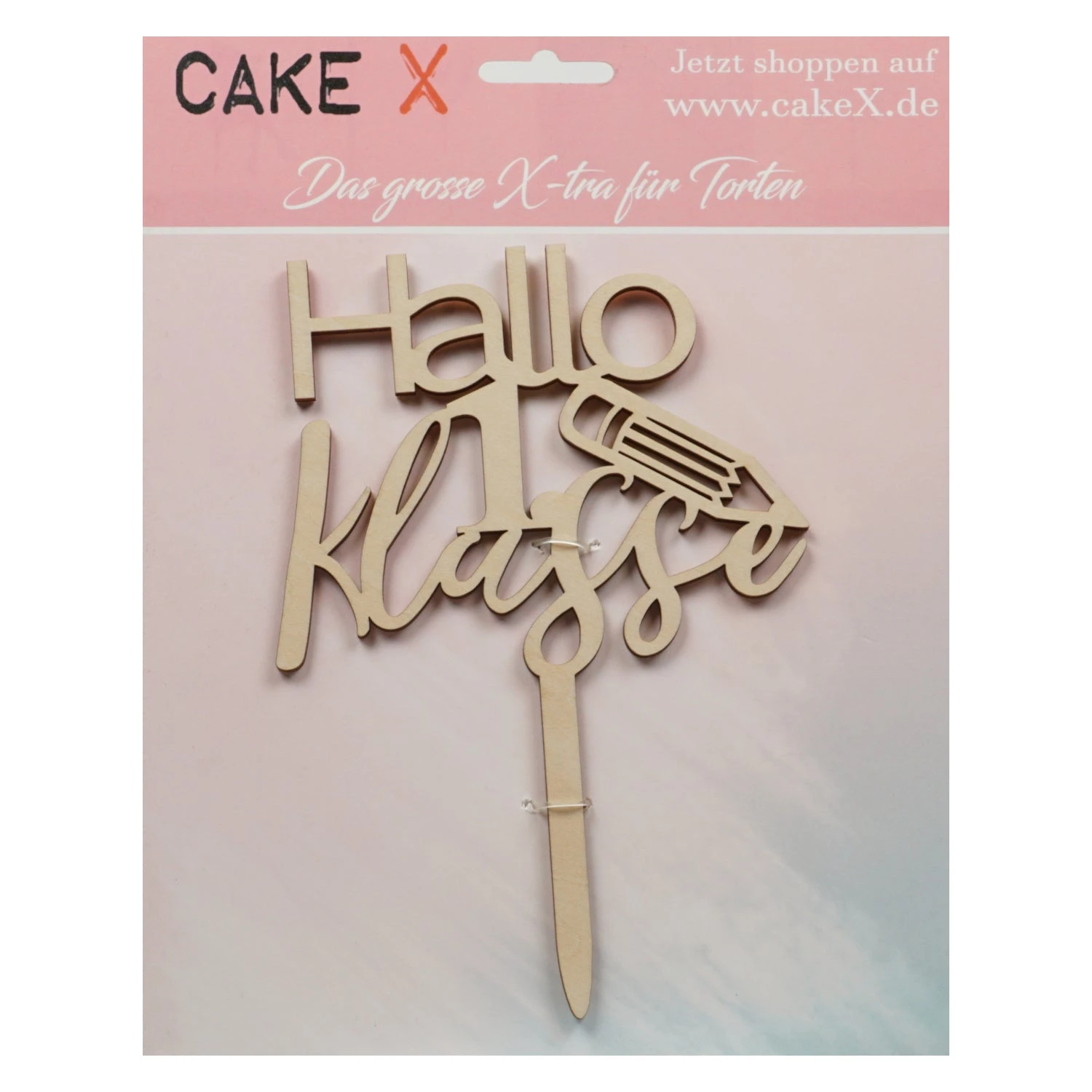 Caketopper Hallo 1 KlasseSchulkind / Holz