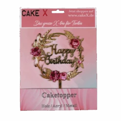 Happy Birthday Mit Blumen Rosa