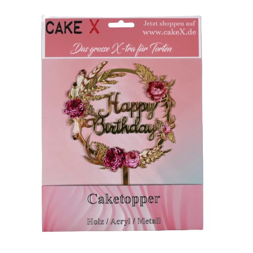 Happy Birthday Mit Blumen Rosa