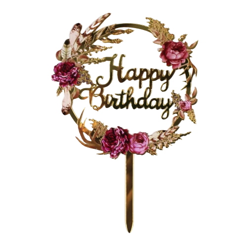 Happy Birthday Mit Blumen Rosa – Bild 2