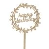 Happy Birthday Holz Caketopper Blätterkranz Klein