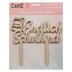 Caketopper Endlich Schulkind Mit Ranzen / Holz