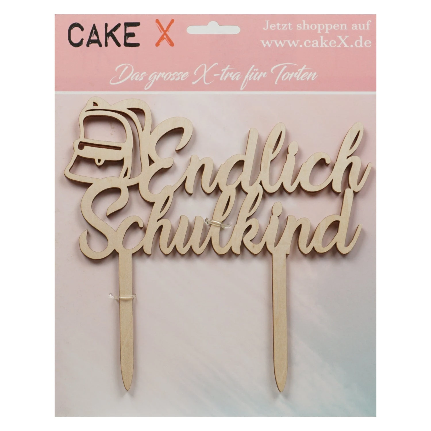 Caketopper Endlich Schulkind Mit Ranzen / Holz