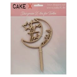 Caketopper Love You To The Moon / Holz